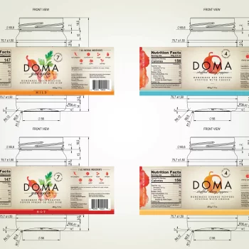 DOMA jar labels showing specs