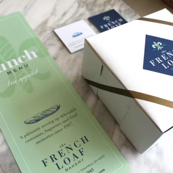 Examples of The French Loaf Bakery printed material.