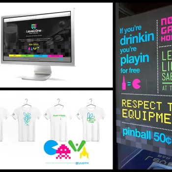 Level-One Bar + Arcade t-shirts and website
